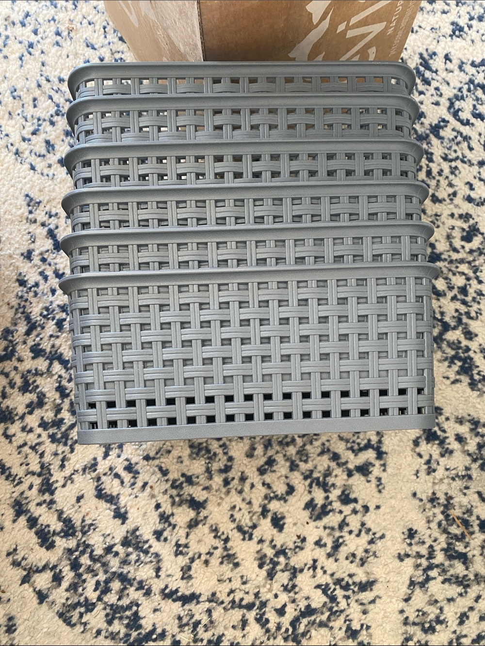 Home Accents Gray Woven Plastic Storage Basket - Set-Style Design